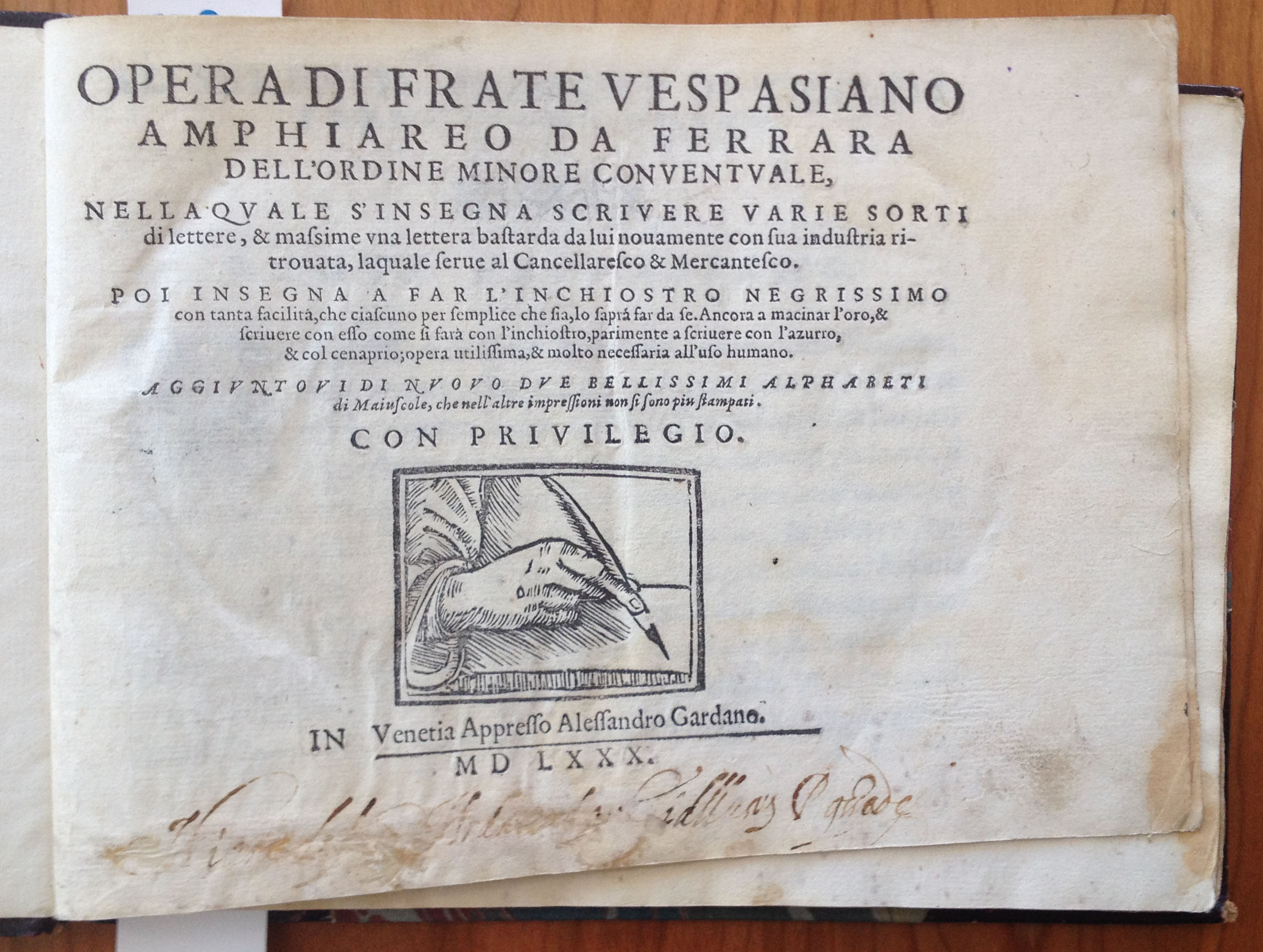 Amphiareo, 1580. Letterform Archive. First horizontal writing book. 