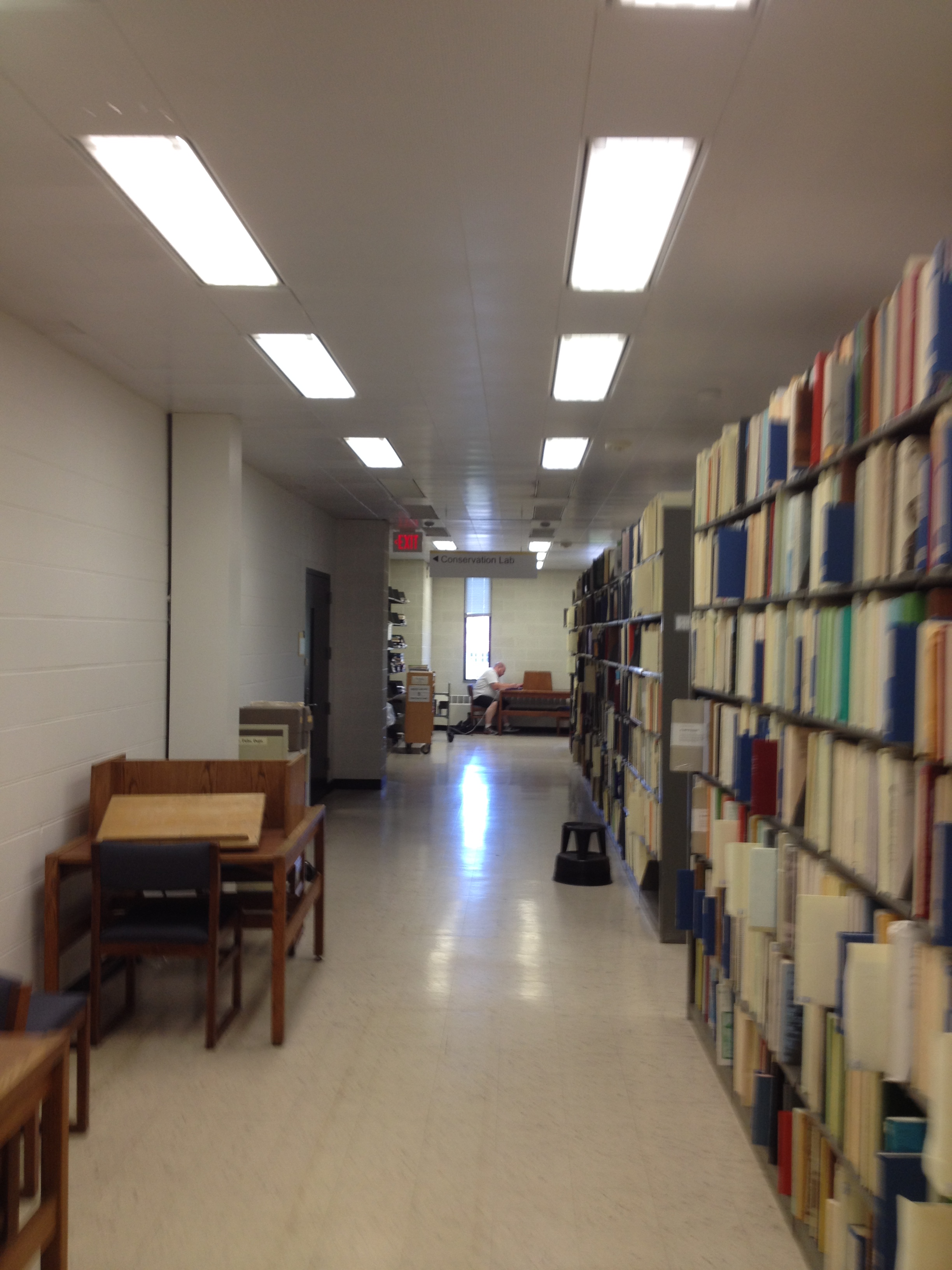 The Conservation lab at the University of Iowa Library is tucked away in the Government Docs section on the 5th floor 