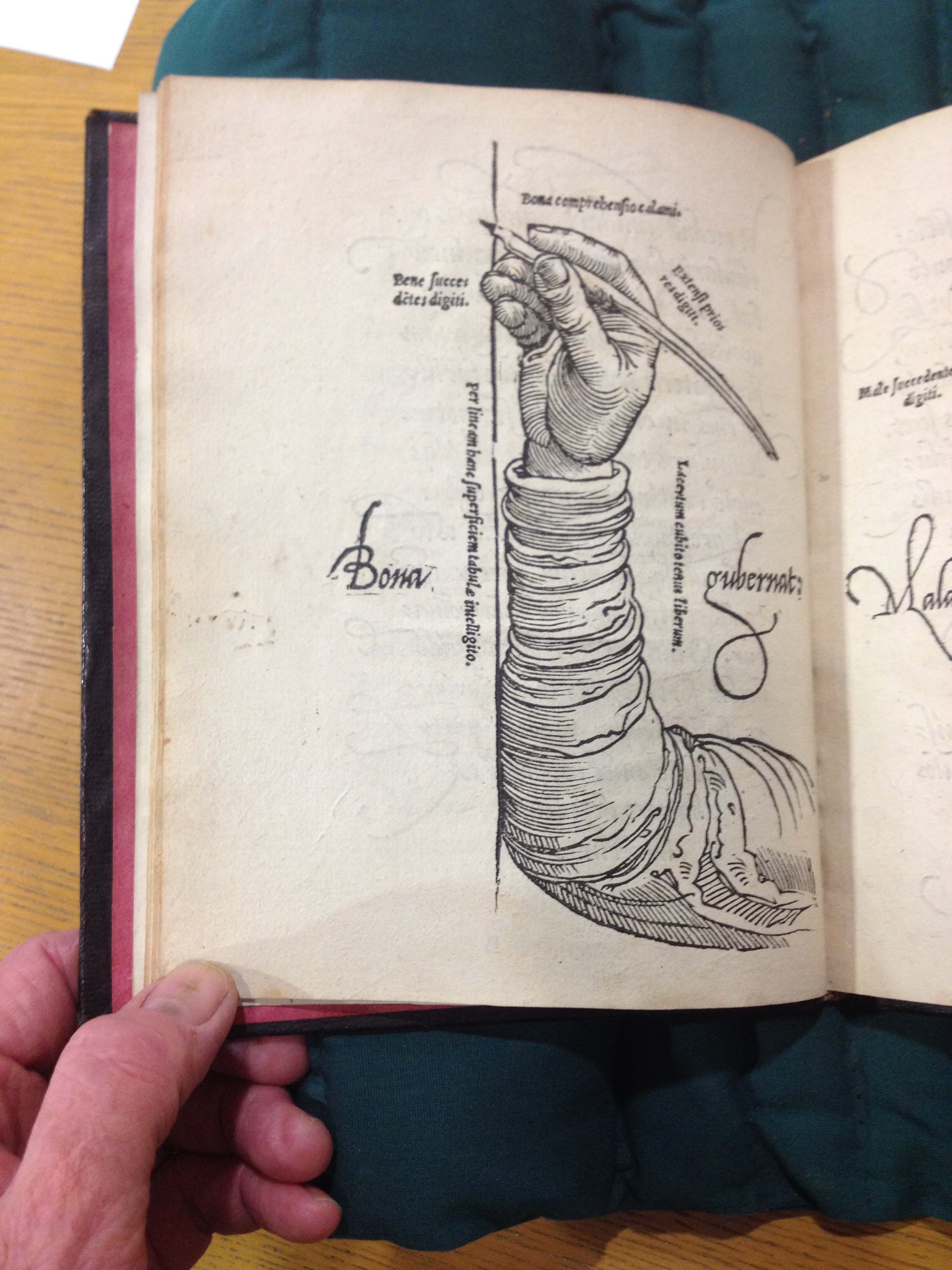 1549 Mercator shows how to hold the pen correctly. Newberry Library