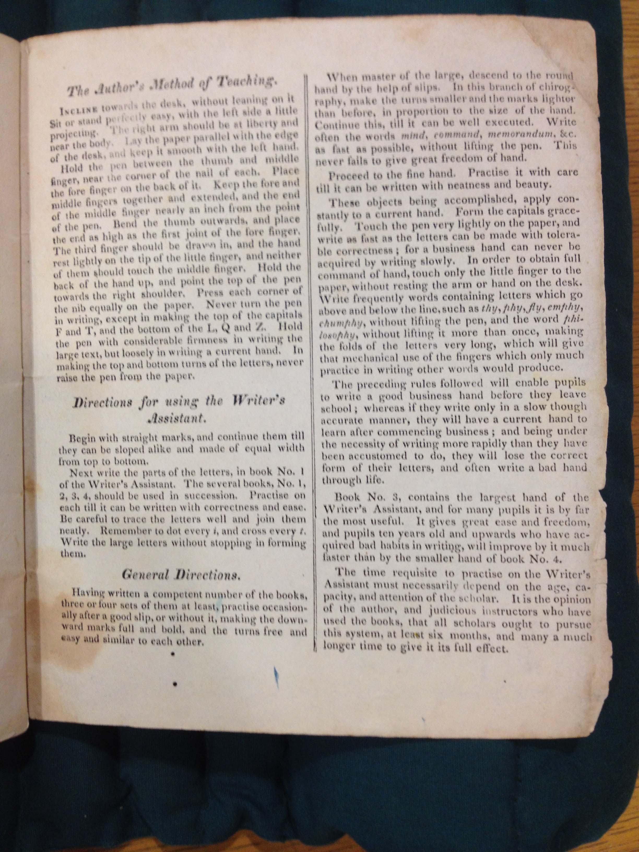 Back cover of the Writer's Assistance by Joseph Seavy. Newberry Library. Case Wing Z43 .S43 1814